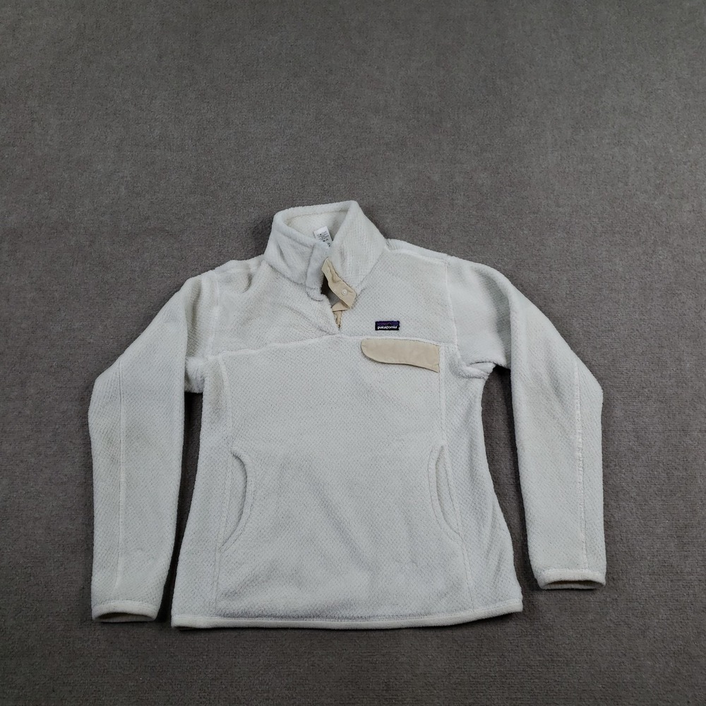 Patagonia Snap-T Jacket Womens Medium White Fleece Pullover Pockets Hiking